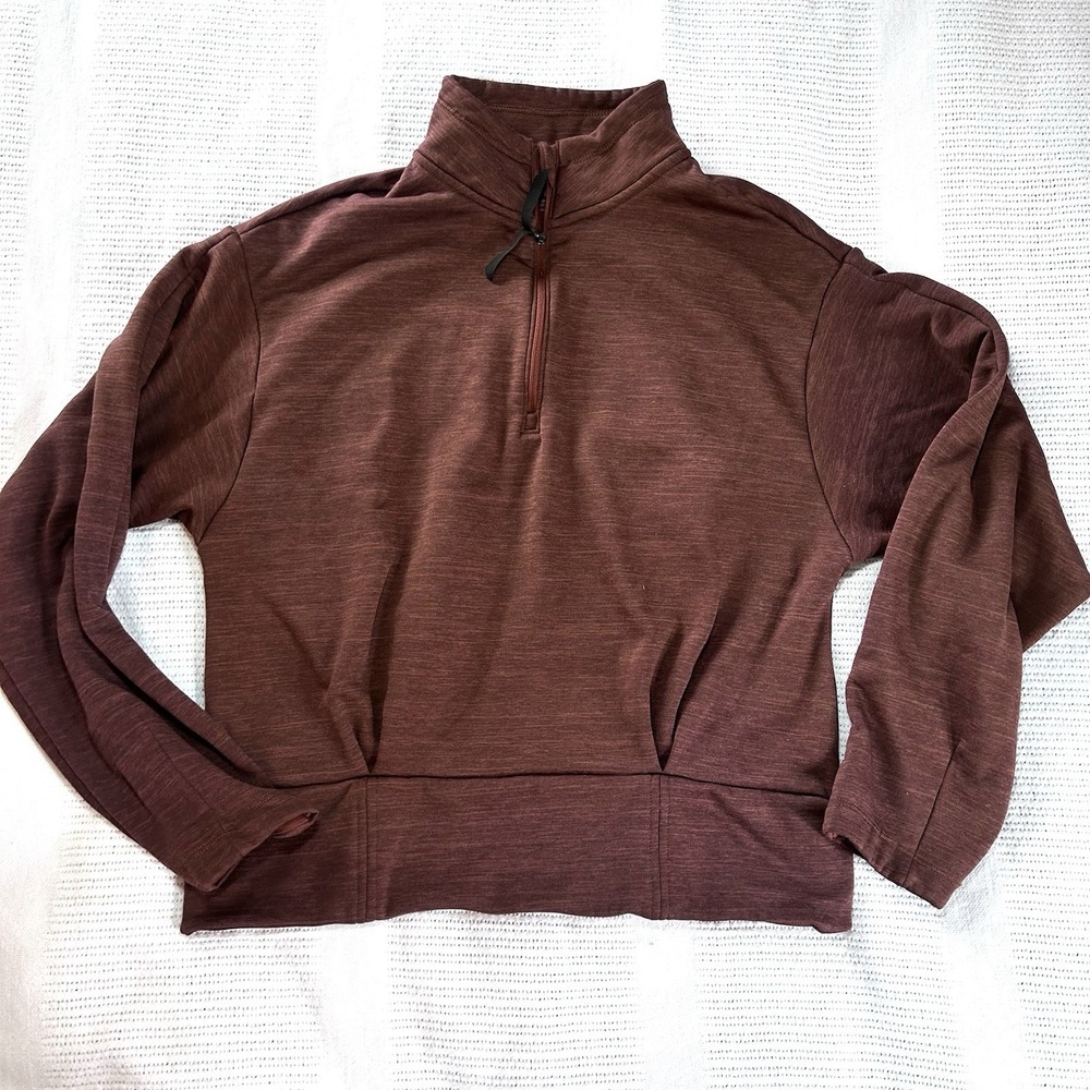 ATHLETA Altitude Polartec Women's Half Zip Sweatshirt size Medium Brown  #427880